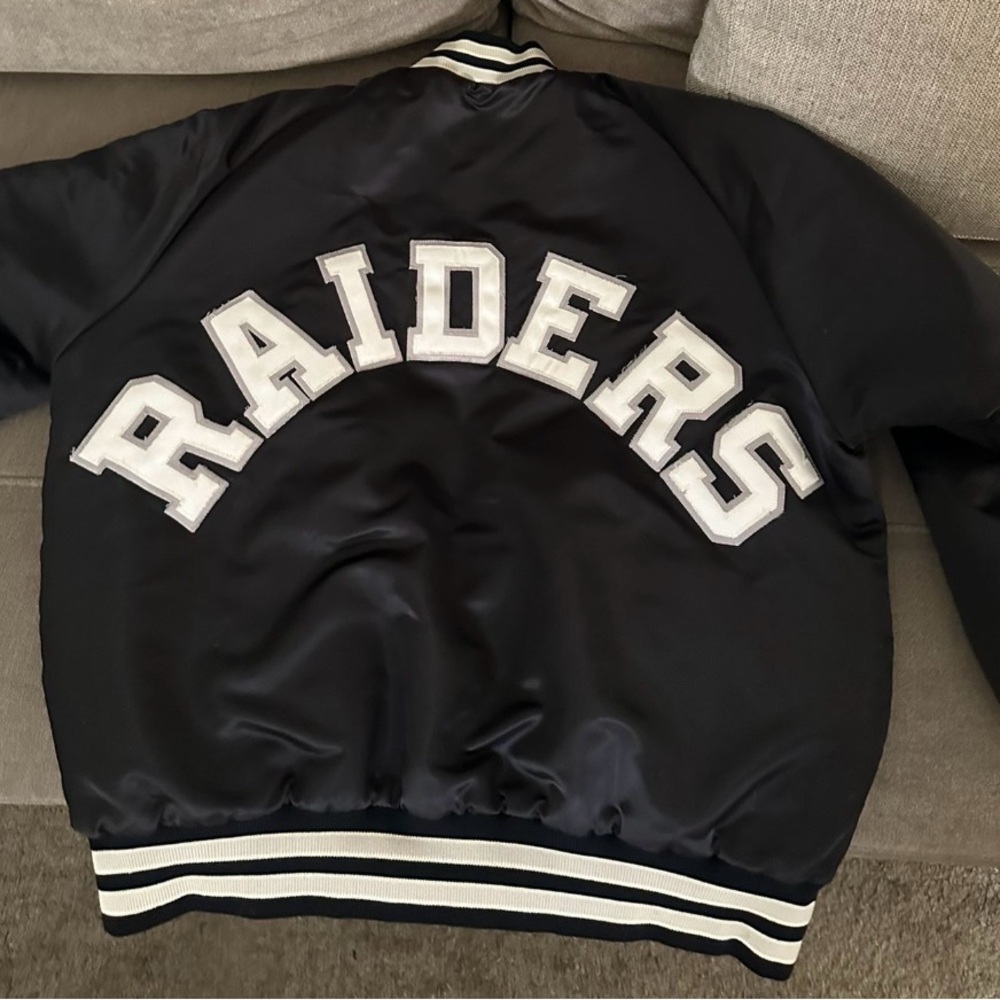 Rare Vintage Raiders Black Satin Jacket